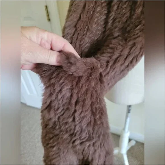 Real Fur scarf Shall Brown with pockets